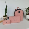 Ροζ με μαύρο σετ τσάντας, συμπλέκτη σακιδίου και πορτοφόλι.