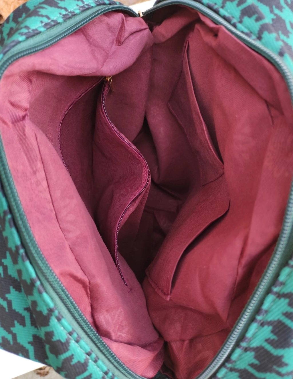 Уникална раница- чанта от плат и кожа