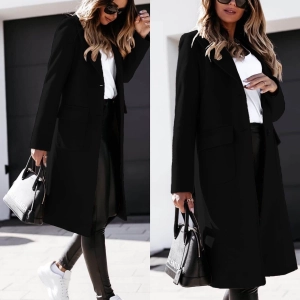 Топло дълго палто в черно