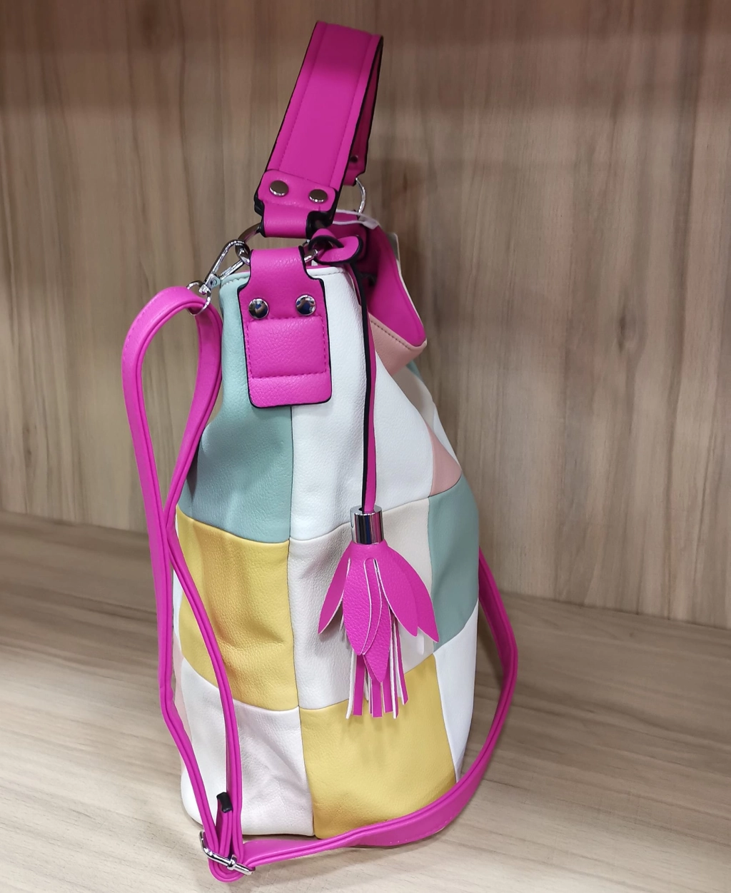 Backpack - bag with metal handle and lid in two colors