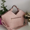 Lovely leather bag with three compartments and a long handle