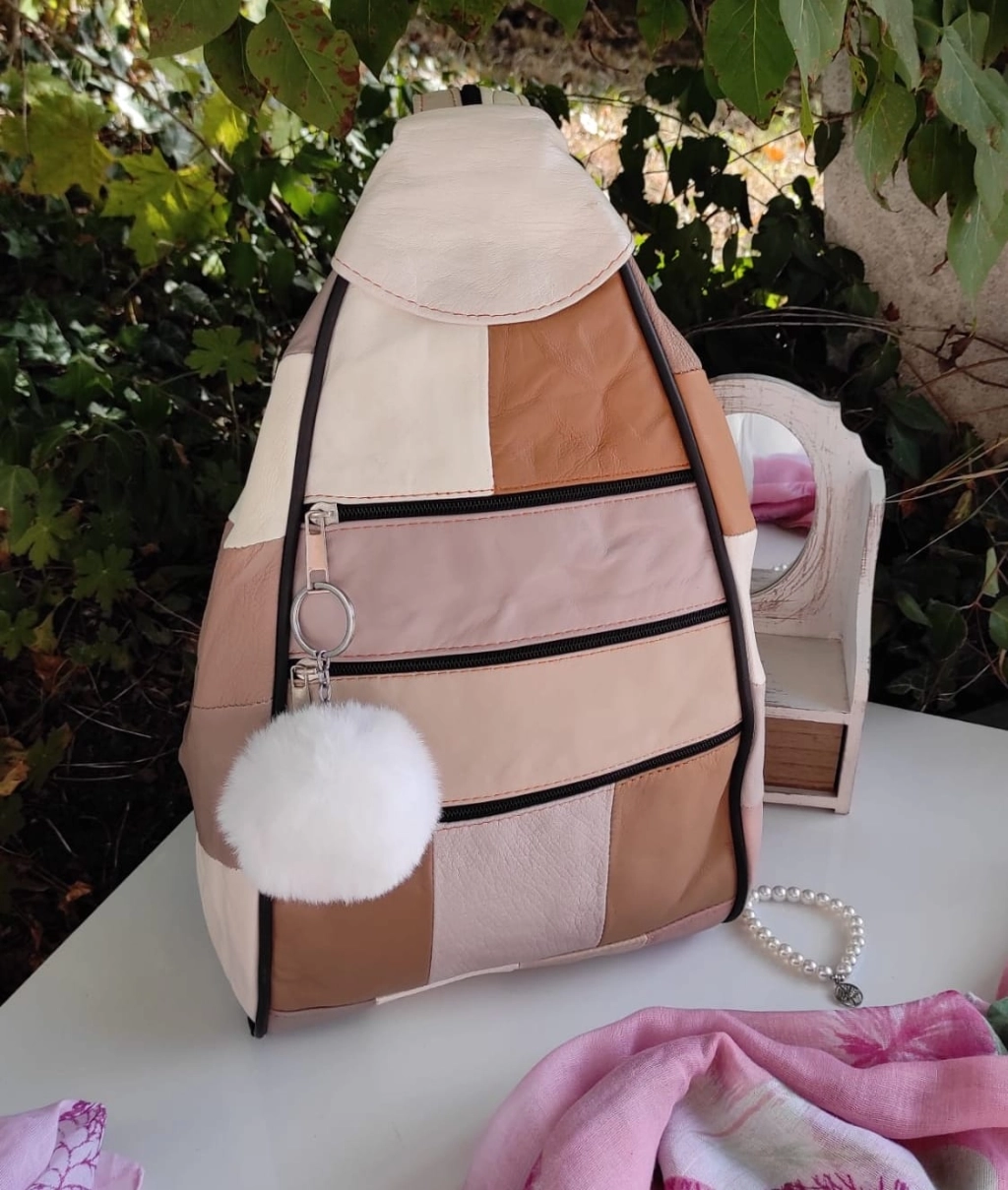 Голяма раница- чанта от естествена кожа