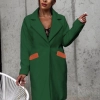 Топло дълго палто в зелено