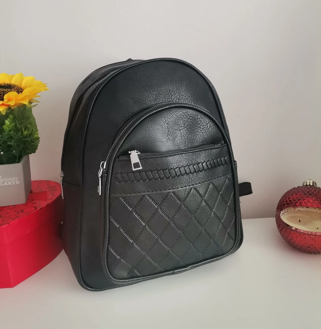 Black leather backpack - super quality