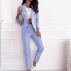 Women's suit jacket + gray striped pants