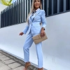 Women's suit jacket + gray striped pants