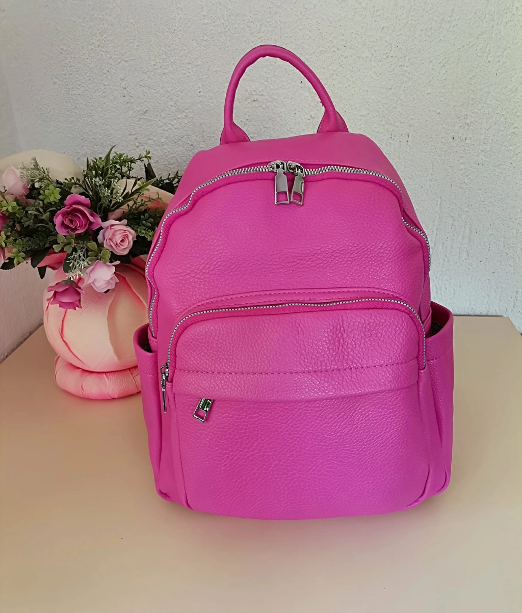 Comfortable backpack - bag with zipper on the back handles, short handles and pockets