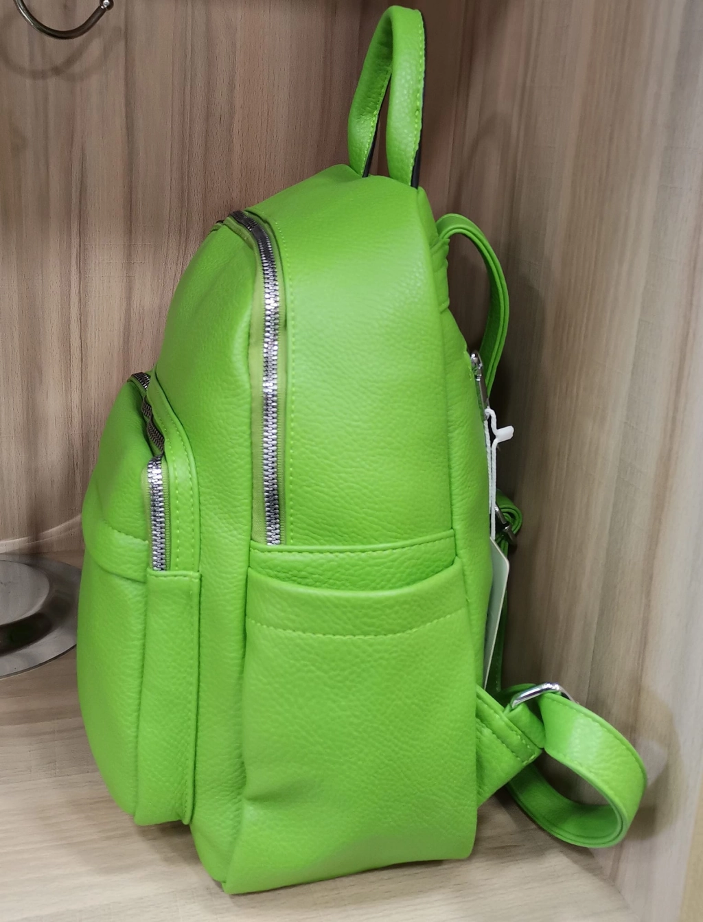 Comfortable backpack - bag with zipper on the back handles, short handles and pockets