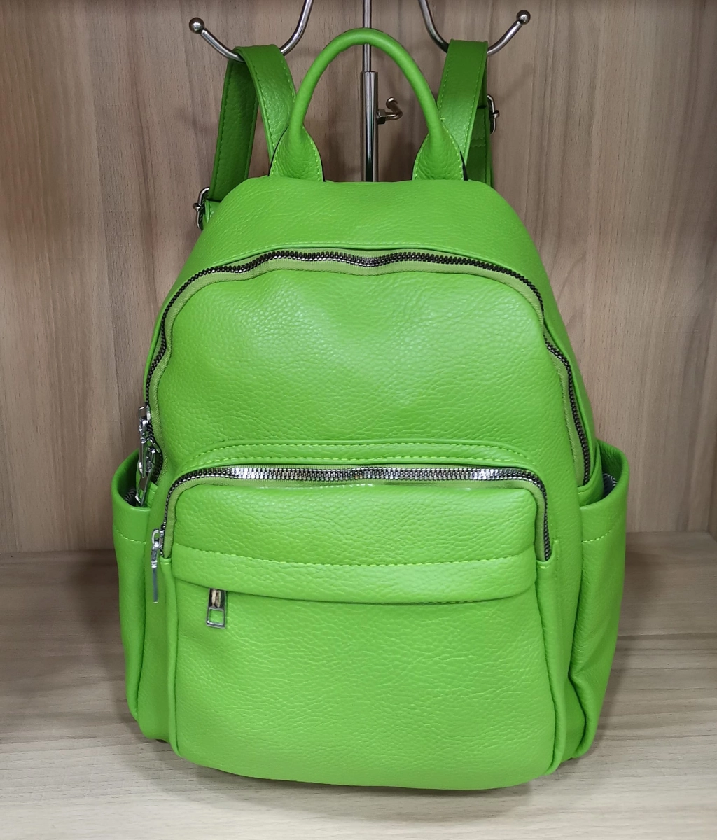 Comfortable backpack - bag with zipper on the back handles, short handles and pockets