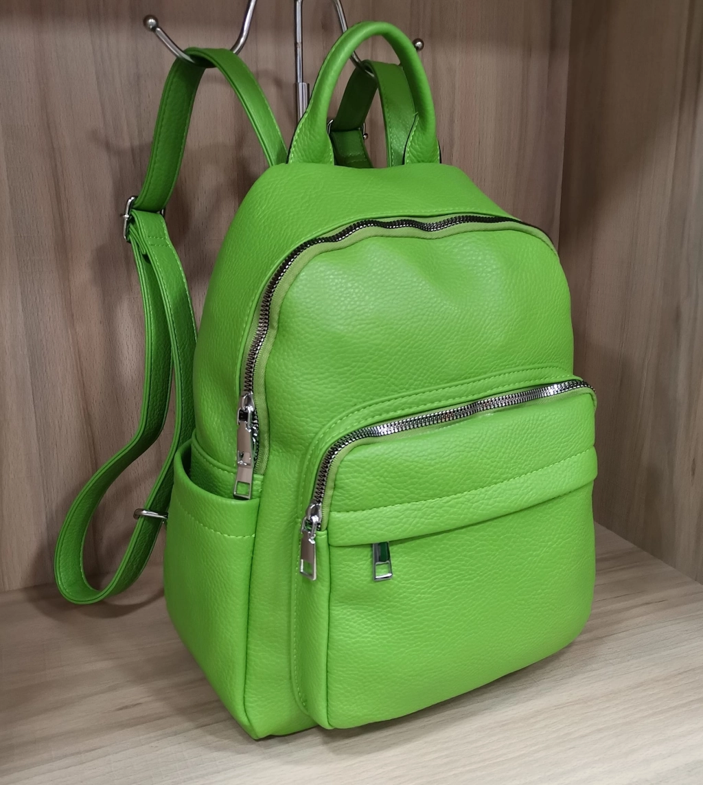 Comfortable backpack - bag with zipper on the back handles, short handles and pockets