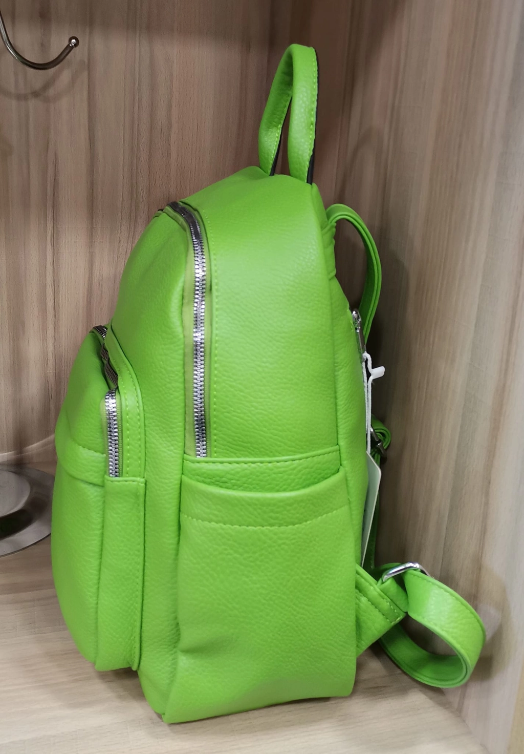 Comfortable backpack - bag with zipper on the back handles, short handles and pockets