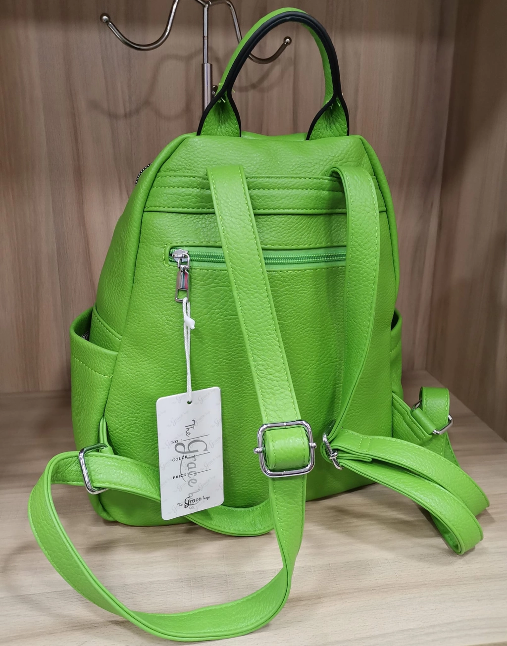 Comfortable backpack - bag with zipper on the back handles, short handles and pockets