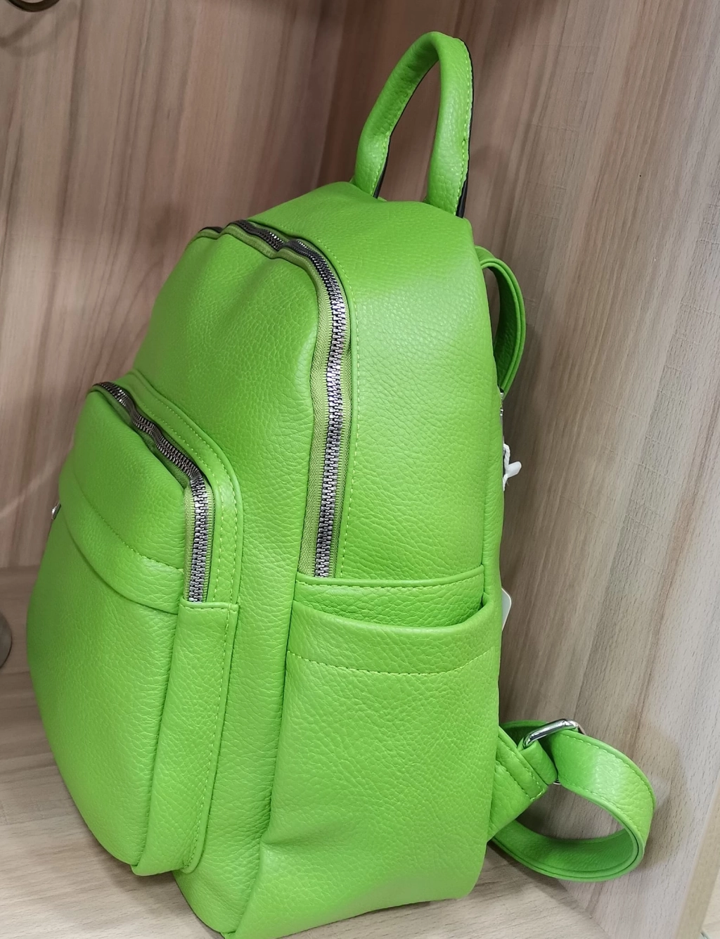 Comfortable backpack - bag with zipper on the back handles, short handles and pockets