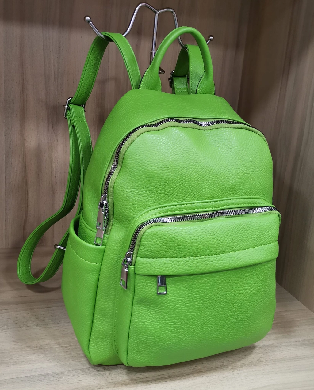 Comfortable backpack - bag with zipper on the back handles, short handles and pockets