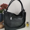 Comfortable large leather bag with three compartments with internal and external pockets