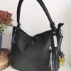 Comfortable large leather bag with three compartments with internal and external pockets