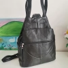 Genuine leather backpack with many pockets