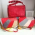 Κόκκινη γνήσια δερμάτινη τσάντα με τρεις τσέπες και μια μακριά λαβή