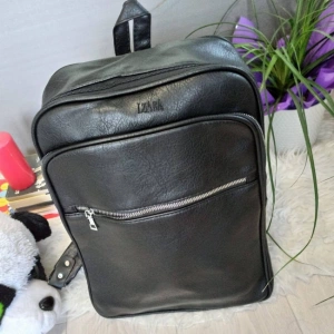 Large black leather backpack