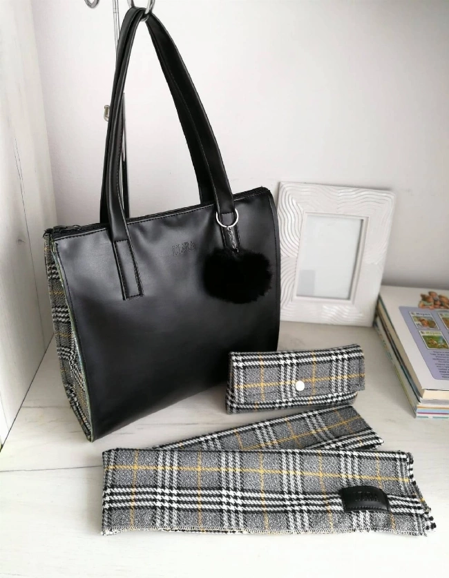 Set of bag with scarf and purse + down
