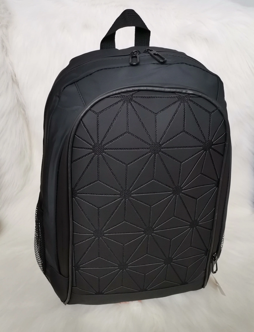Black holographic backpack with two compartments