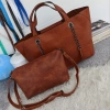 Comfortable large leather bag with short and long handles + travel bag
